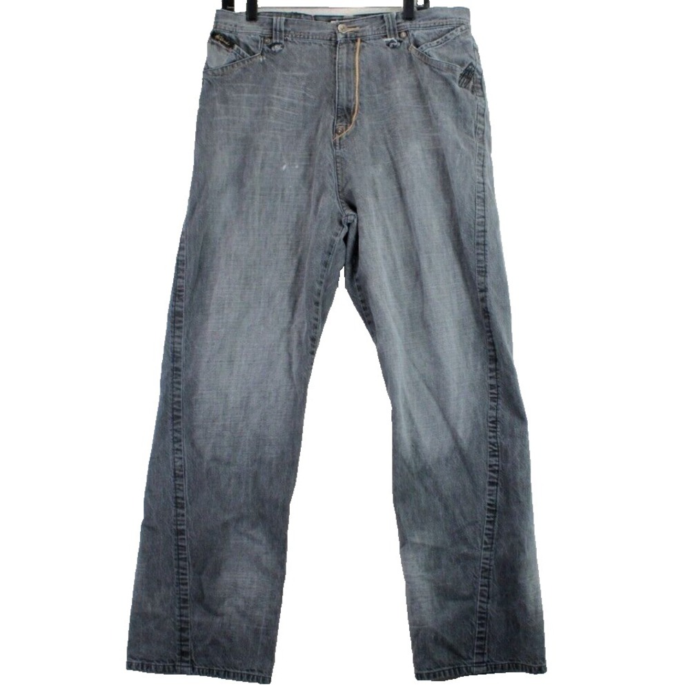 VTG Akademiks Mens Jeans Size‎ 36 Grey Wash Straight Leg Denim Pants RN 100964